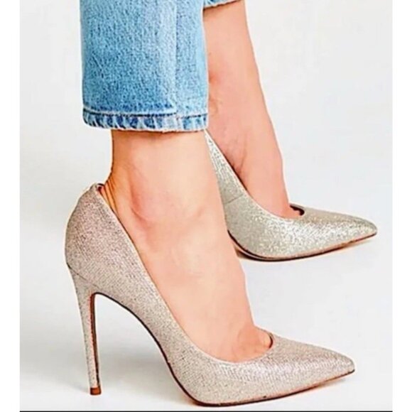 Sam Edelman Women's Danna Pointed Toe Heel Gold Glitter Stiletto Pump Size 8 - Picture 1 of 16